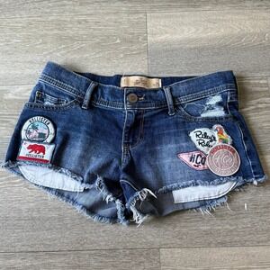 Hollister Denim Short-Shorts Low Rise Patchwork Cutoffs Womens 25 Stretch Y2K